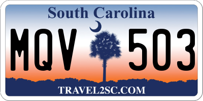 SC license plate MQV503