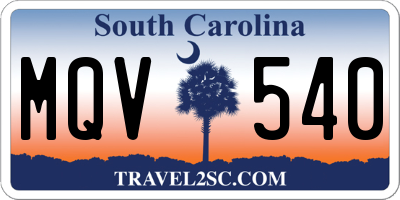 SC license plate MQV540