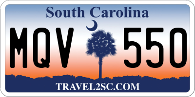 SC license plate MQV550