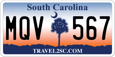 SC license plate MQV567