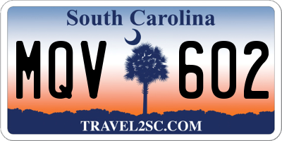 SC license plate MQV602