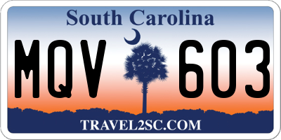 SC license plate MQV603