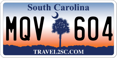SC license plate MQV604