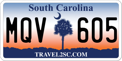 SC license plate MQV605