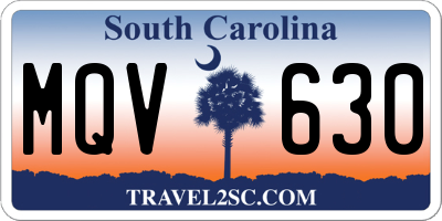 SC license plate MQV630