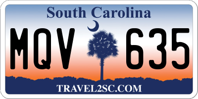 SC license plate MQV635