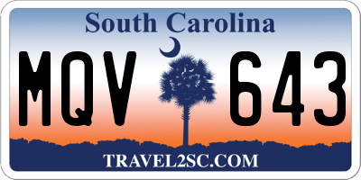 SC license plate MQV643