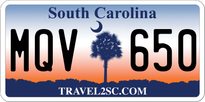 SC license plate MQV650