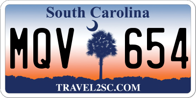 SC license plate MQV654