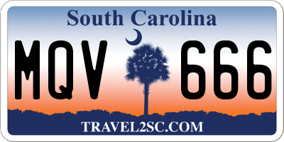 SC license plate MQV666