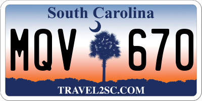 SC license plate MQV670