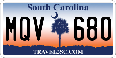 SC license plate MQV680