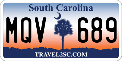 SC license plate MQV689
