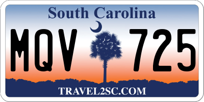 SC license plate MQV725