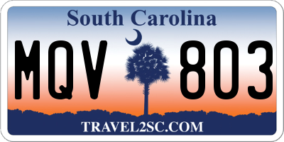 SC license plate MQV803