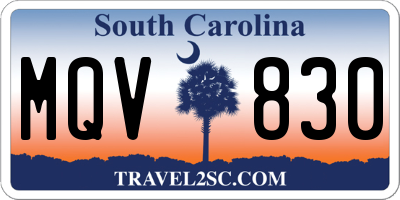 SC license plate MQV830