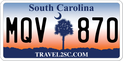SC license plate MQV870