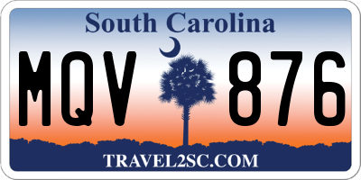 SC license plate MQV876