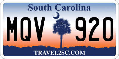 SC license plate MQV920
