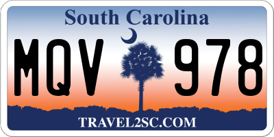 SC license plate MQV978