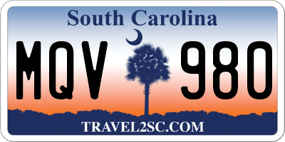 SC license plate MQV980