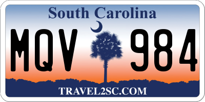 SC license plate MQV984
