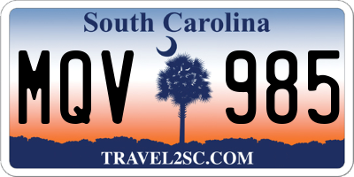 SC license plate MQV985
