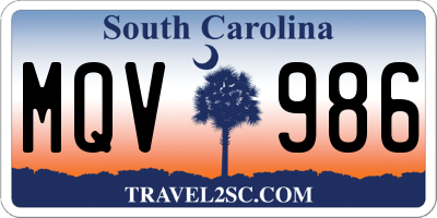 SC license plate MQV986