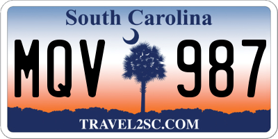 SC license plate MQV987