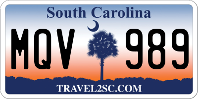 SC license plate MQV989