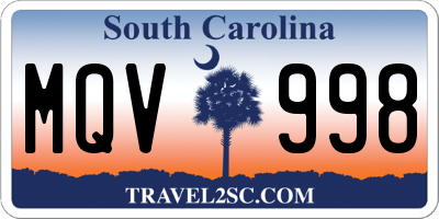 SC license plate MQV998
