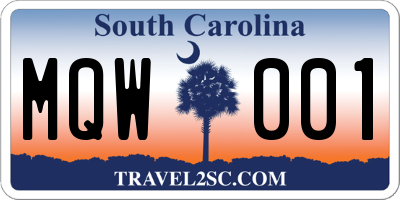 SC license plate MQW001