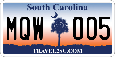 SC license plate MQW005