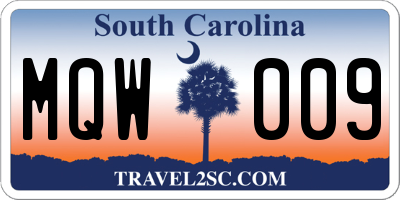 SC license plate MQW009