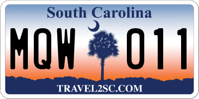 SC license plate MQW011
