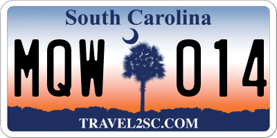 SC license plate MQW014