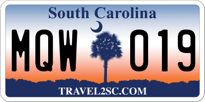 SC license plate MQW019