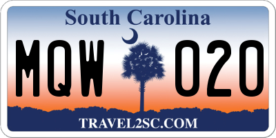 SC license plate MQW020