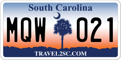 SC license plate MQW021