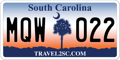 SC license plate MQW022