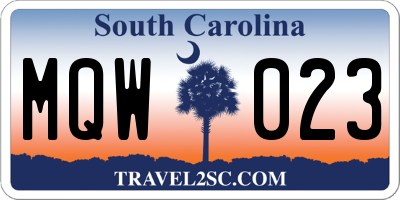 SC license plate MQW023