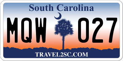 SC license plate MQW027