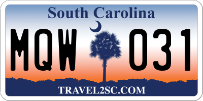 SC license plate MQW031
