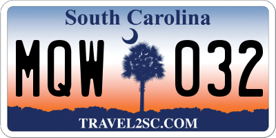 SC license plate MQW032