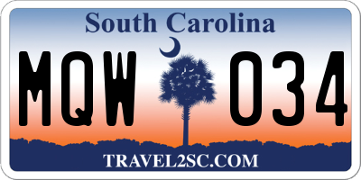 SC license plate MQW034
