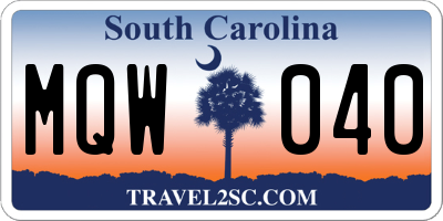 SC license plate MQW040