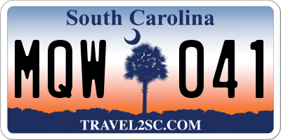 SC license plate MQW041