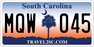 SC license plate MQW045