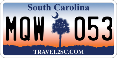 SC license plate MQW053