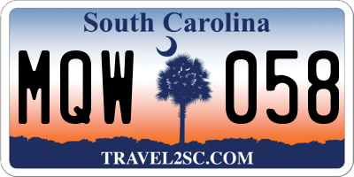 SC license plate MQW058